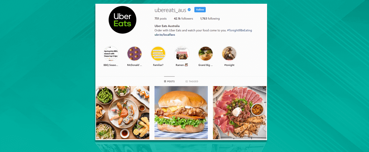 Uber Eats Instagram Profile